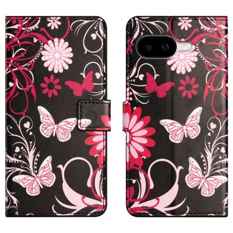 Fodral Google Pixel 10a Fjärilar På Svart Bakgrund