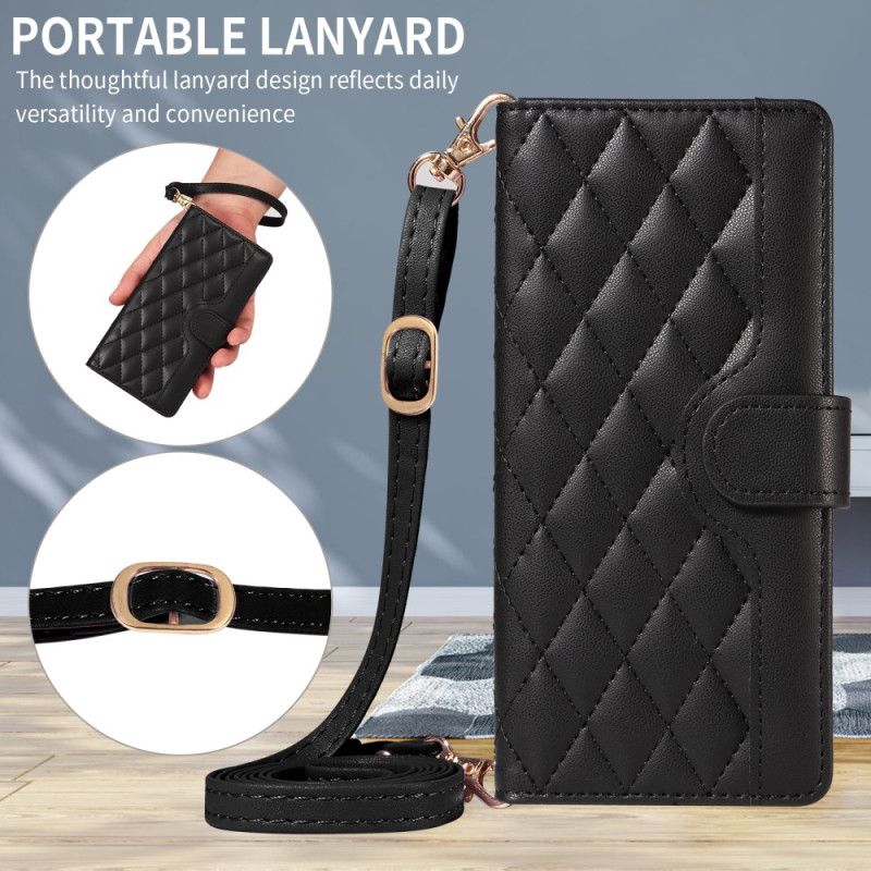 Fodral Google Pixel 10a Quiltad Plånbok Med Rem Och Axelrem