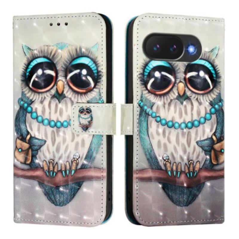 Läderfodral Google Pixel 10a Telefonfodral Grå Uggla