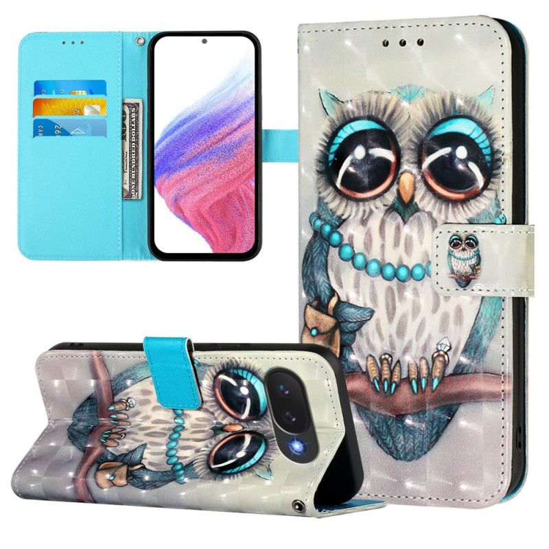 Läderfodral Google Pixel 10a Telefonfodral Grå Uggla