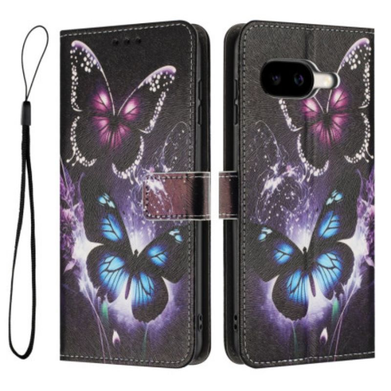 Läderfodral Google Pixel 10a Telefonfodral Två Fjärilar
