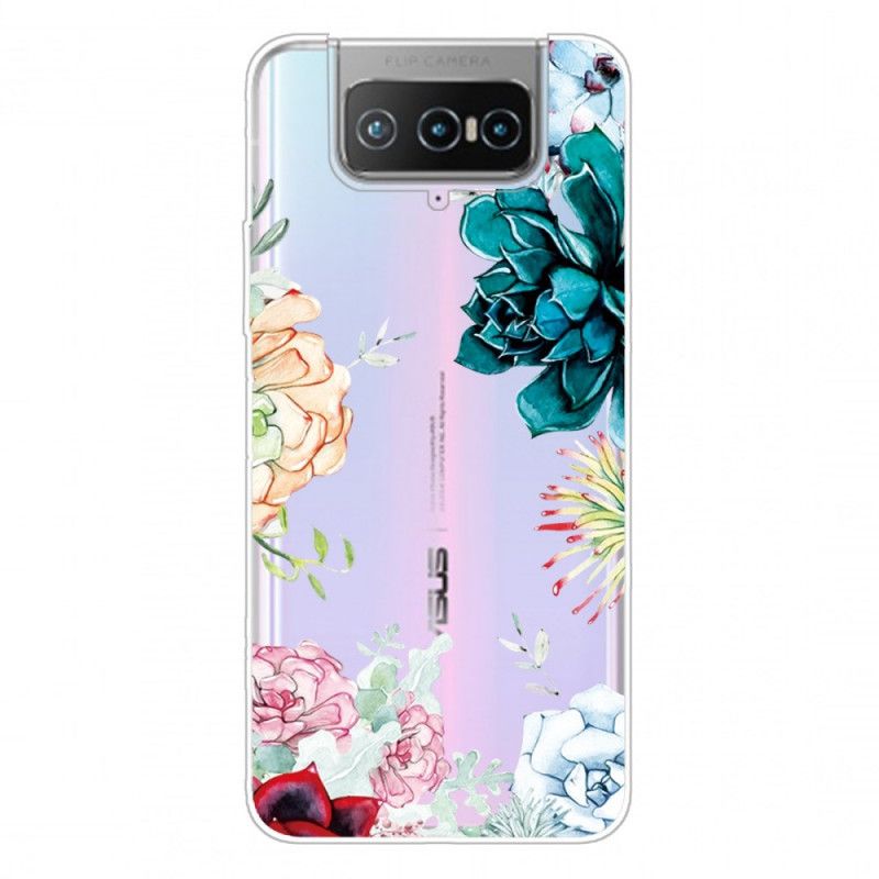 Skal Asus Zenfone 7 / 7 Pro Genomskinliga Akvarellblommor
