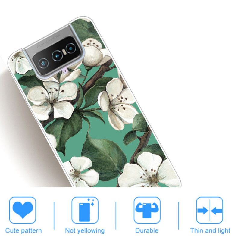 Skal Asus Zenfone 7 / 7 Pro Målade Vita Blommor