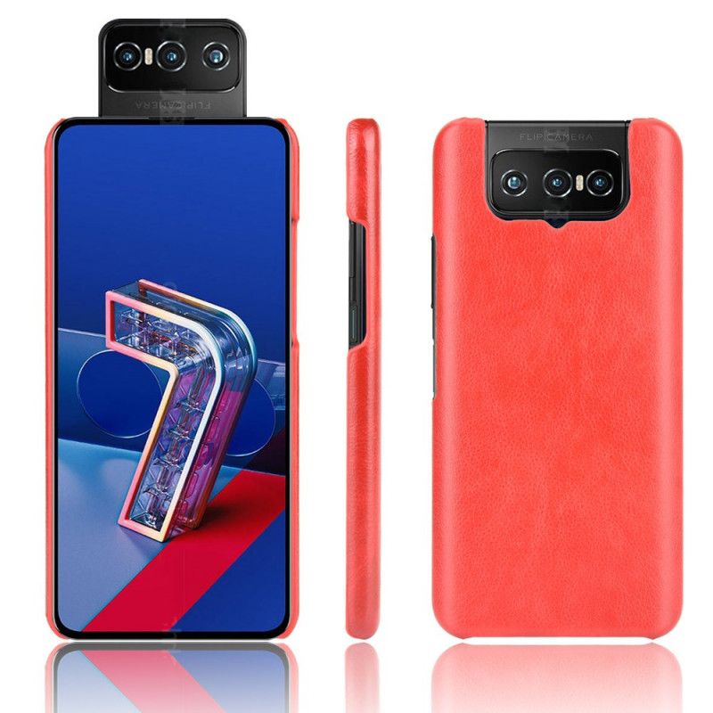 Skal Asus Zenfone 7 / 7 Pro Svart Mobilskal Lychee-Lädereffekt