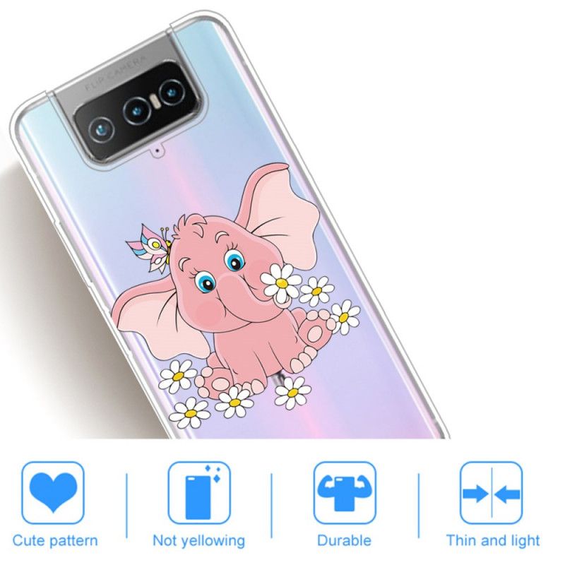 Skal Asus Zenfone 7 / 7 Pro Transparent Rosa Elefant