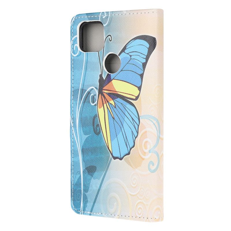 Fodral Xiaomi Redmi 9C Blå Och Gul Fjäril