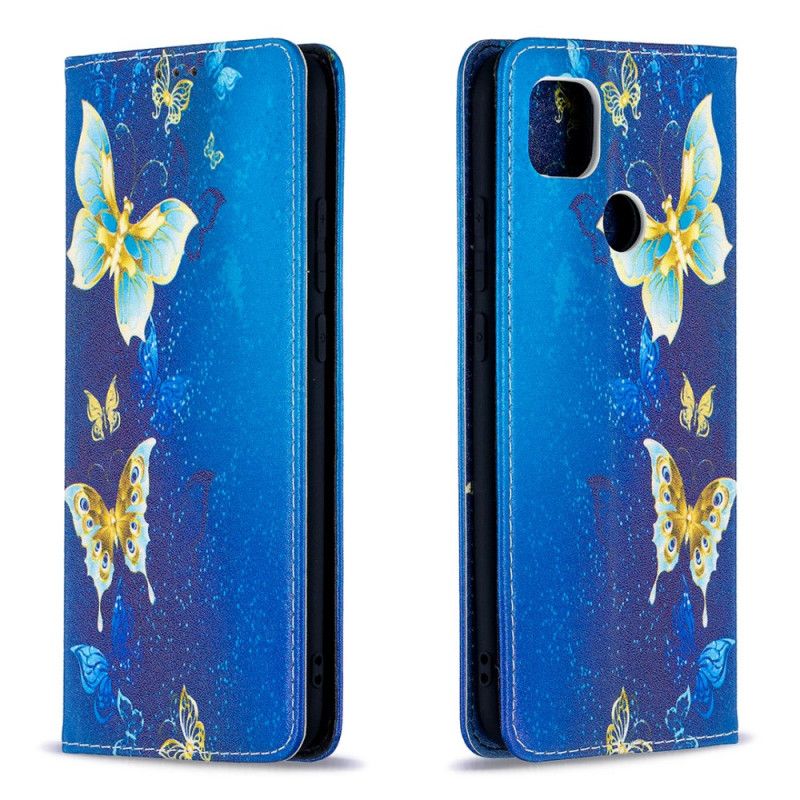 Folio-fodral Xiaomi Redmi 9C Magenta Färgglada Fjärilar