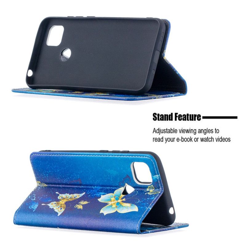 Folio-fodral Xiaomi Redmi 9C Magenta Färgglada Fjärilar