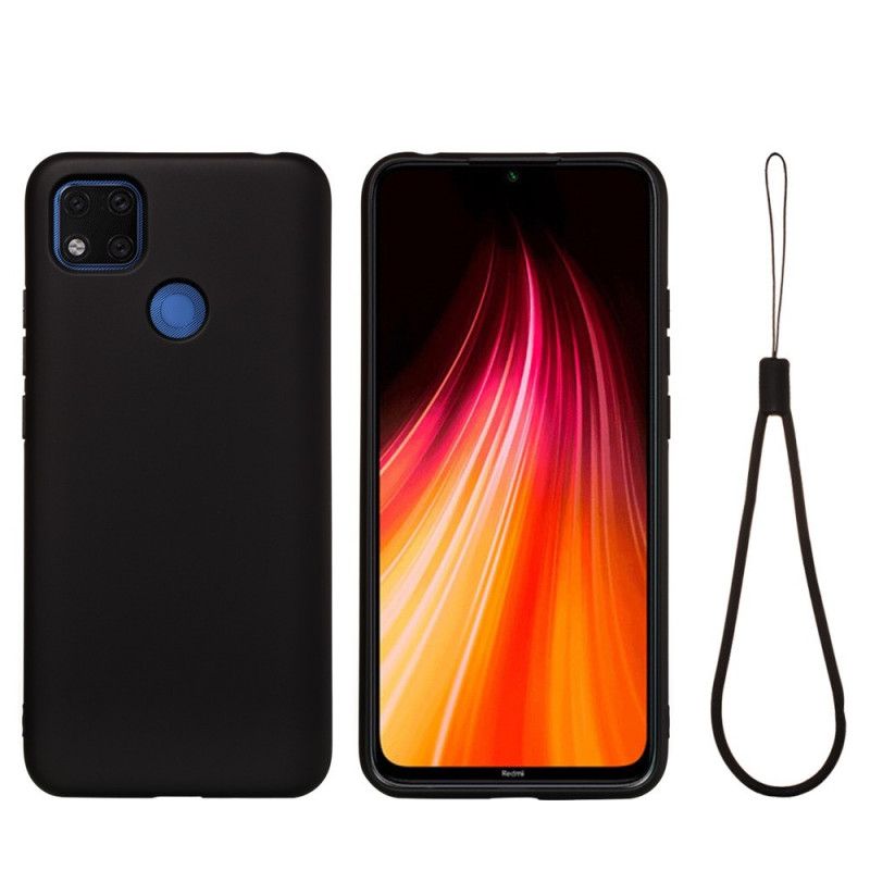 Skal Xiaomi Redmi 9C Svart Flytande Silikon Med Rem