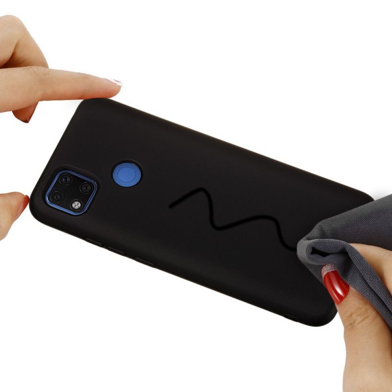 Skal Xiaomi Redmi 9C Svart Flytande Silikon Med Rem