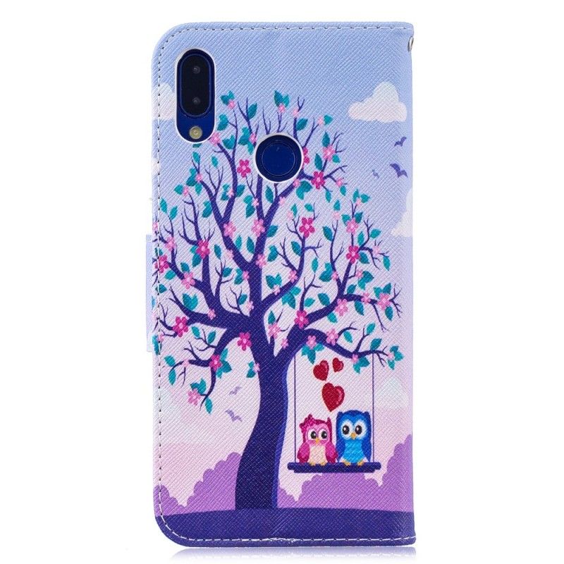 Läderfodral Xiaomi Redmi Note 7 Mobilskal Ugglor På Gungan