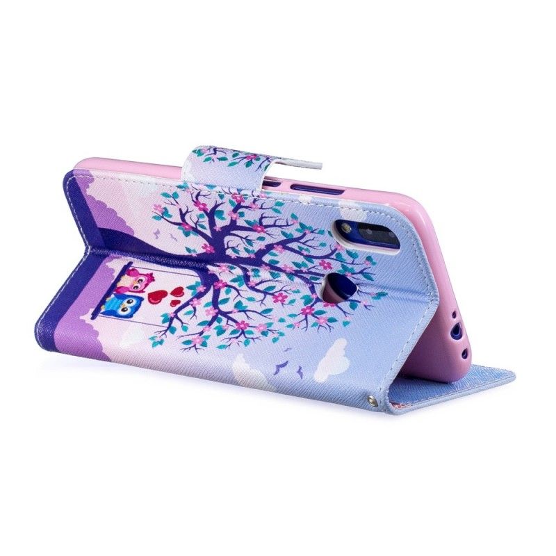 Läderfodral Xiaomi Redmi Note 7 Mobilskal Ugglor På Gungan