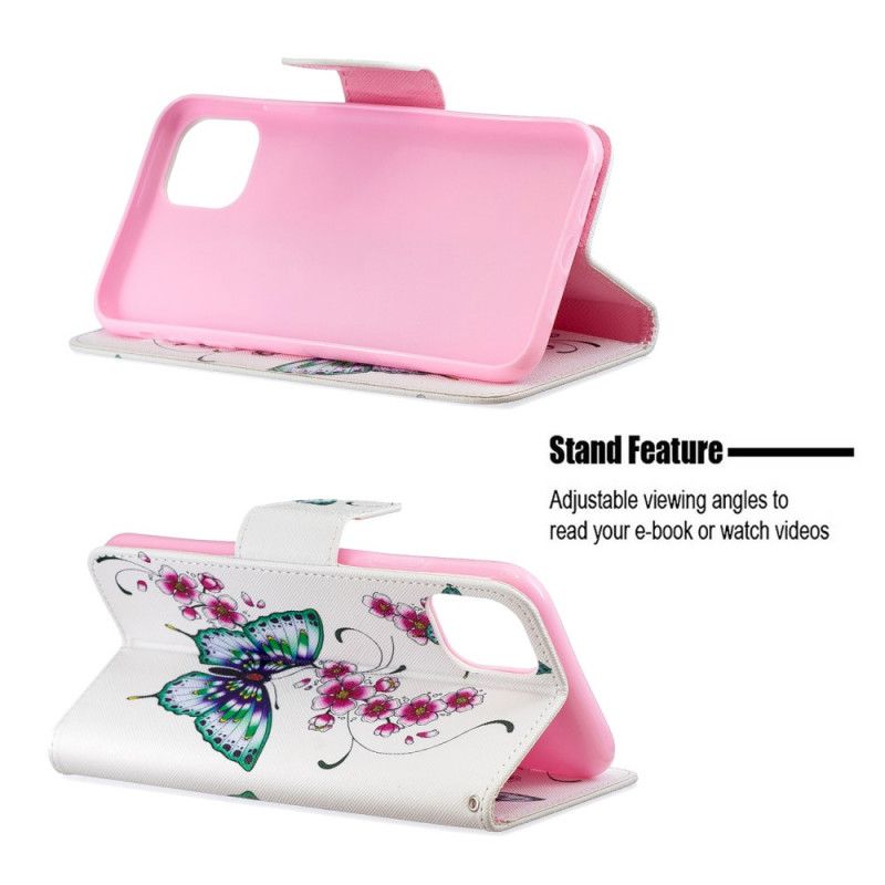 Fodral för iPhone 11 Pro Max Mörkblå Fantastiska Fjärilar