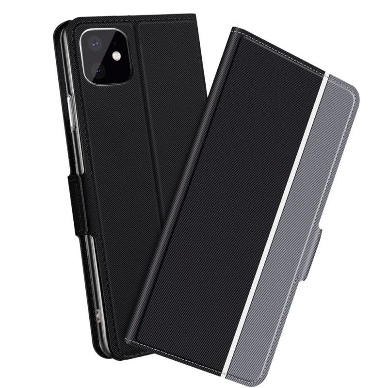 Fodral för iPhone 11 Pro Max Svart Vertikalt Tvåfärgat Konstläder