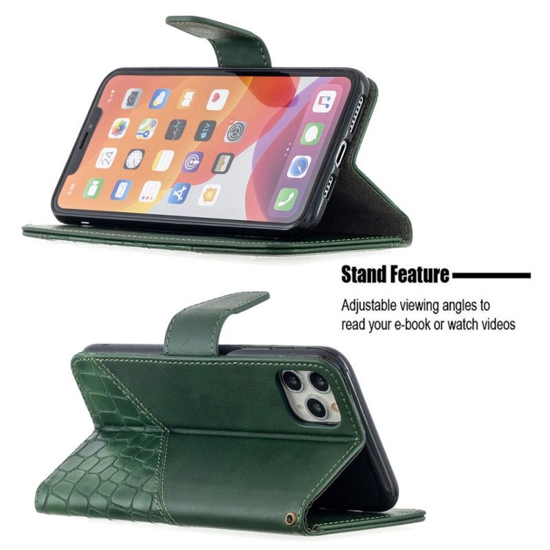Fodral iPhone 11 Pro Max Svart Klassisk Krokodilhudeffekt
