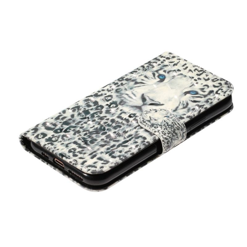 Fodral iPhone 11 Pro Max Svart Tigerlätta Fläckar Med Rem