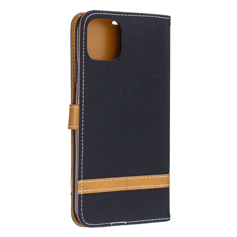 Fodral iPhone 11 Pro Max Svart Tyg- Och Lädereffekt Med Rem