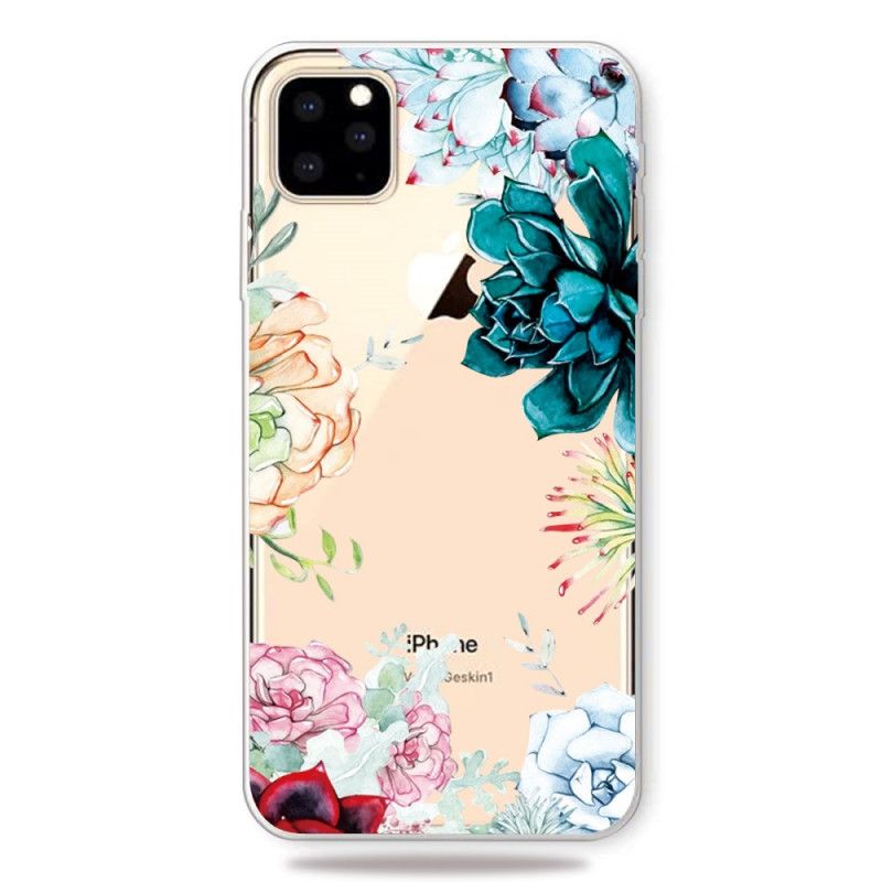 Skal för iPhone 11 Pro Max Genomskinliga Akvarellblommor