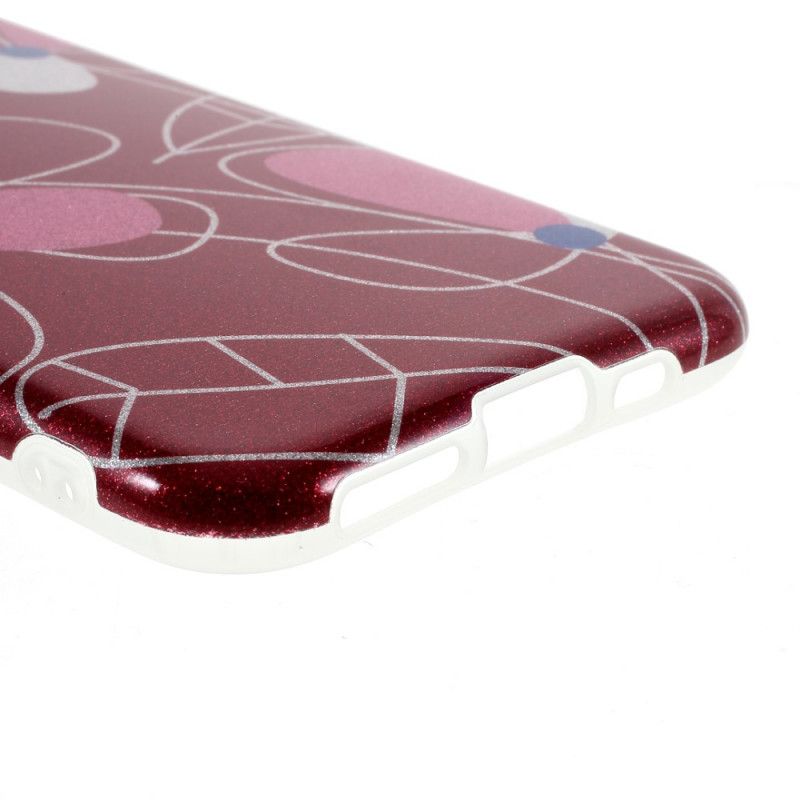 Skal för iPhone 11 Pro Max Röd Blommig Glitter