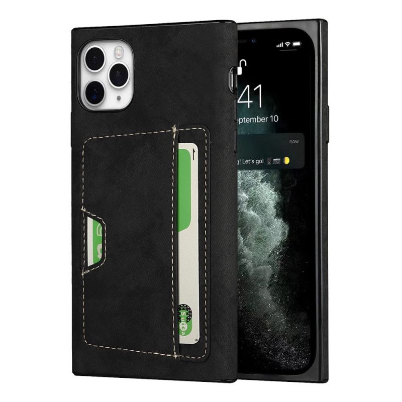 Skal för iPhone 11 Pro Max Svart Korthållare Av Silikon Och Sammet