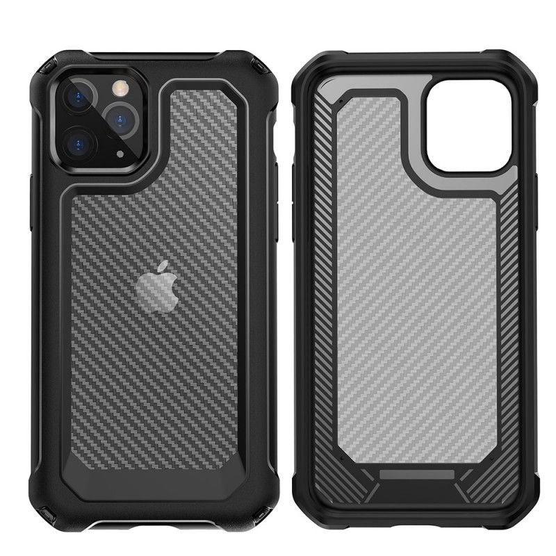 Skal för iPhone 11 Pro Max Svart Transparent Kolfiberstruktur