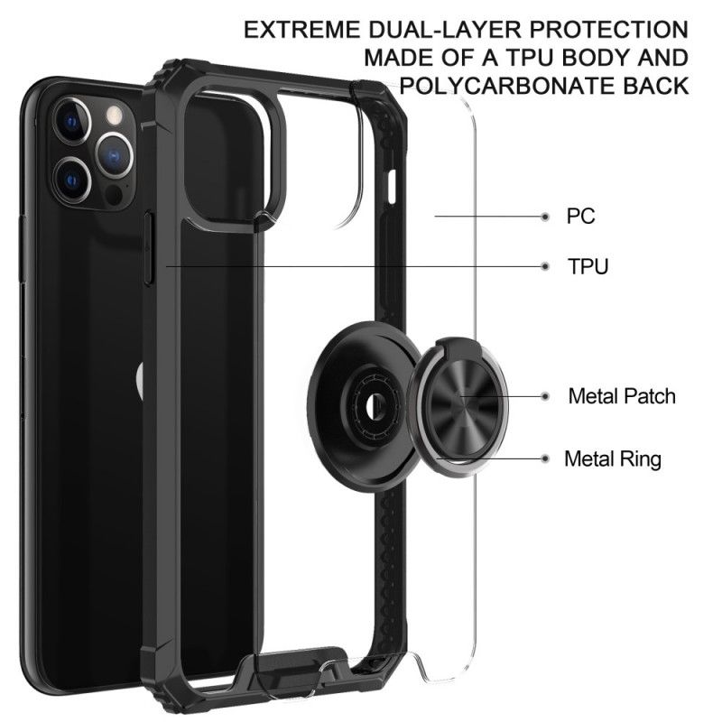 Skal iPhone 11 Pro Max Svart Transparent Med Stödring