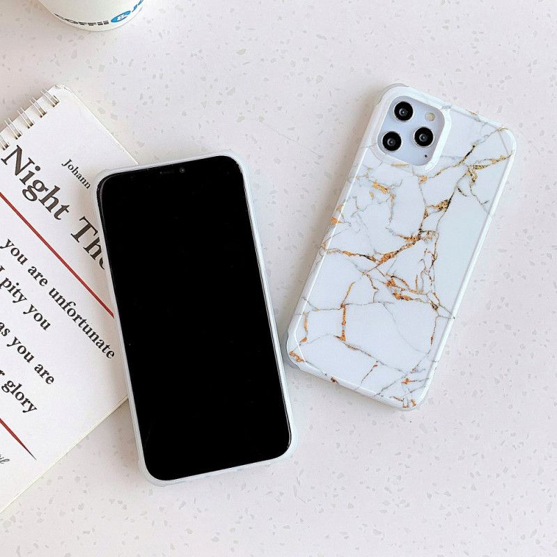 Skal iPhone 11 Pro Max Vit Mobilskal Förstärkta Hörn I Marmorstil