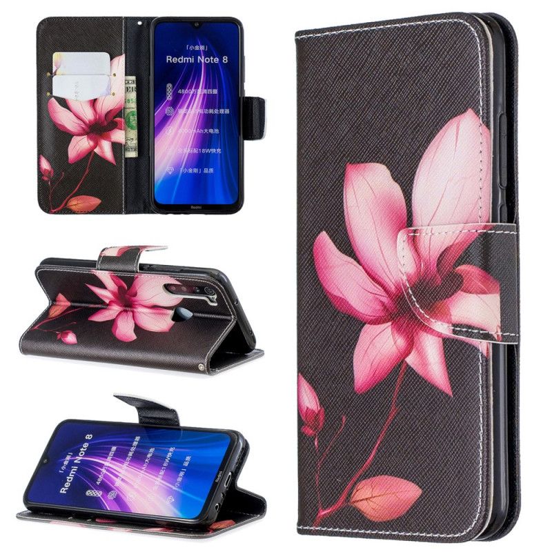 Läderfodral Xiaomi Redmi Note 8 Mobilskal Rosa Blomma