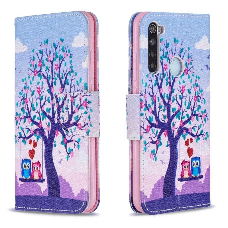 Läderfodral Xiaomi Redmi Note 8 Mobilskal Ugglor På Gungan