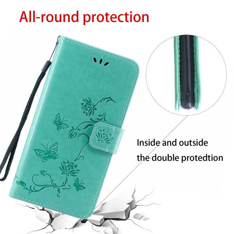 Skyddsfodral Xiaomi Redmi Note 8 Grå Fjärilar Och Blommor I Asien