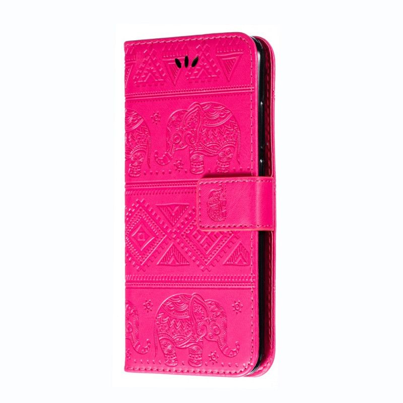 Skyddsfodral Xiaomi Redmi Note 8 Magenta Elefanter I Konstläder