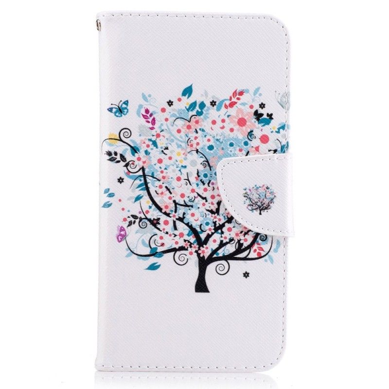 Läderfodral Huawei P10 Lite Mobilskal Blommat Träd