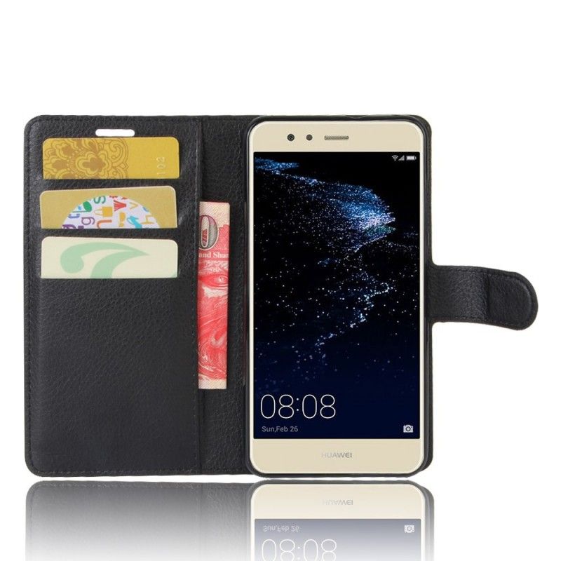 Läderfodral Huawei P10 Lite Svart Mobilskal Lädereffekt
