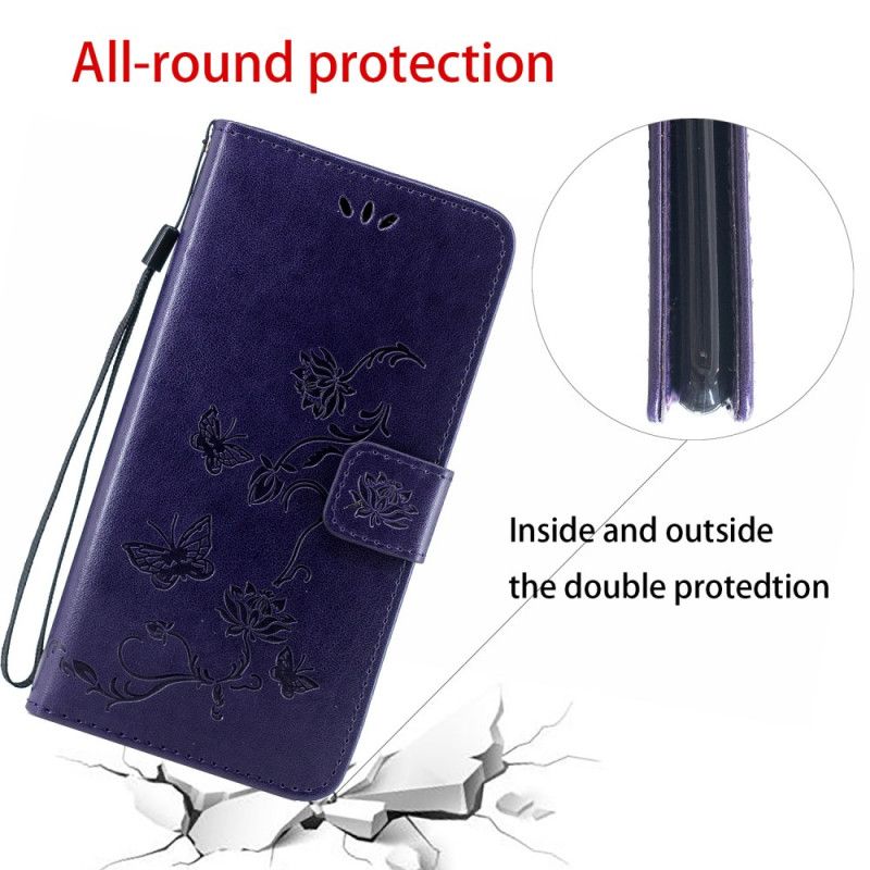 Fodral för Samsung Galaxy A10s Ljusblå Fjärilar Och Remblommor