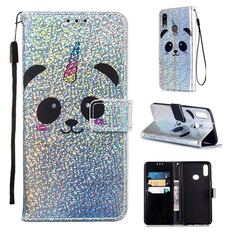 Fodral för Samsung Galaxy A10s Panda På Glitterbakgrund