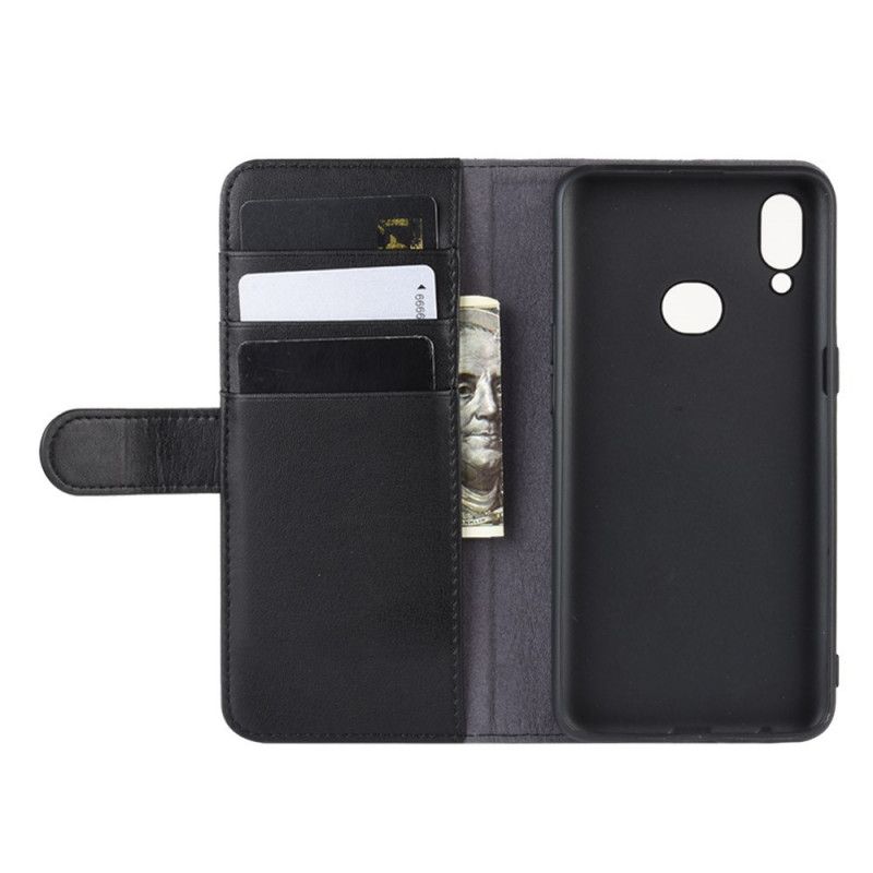 Fodral Samsung Galaxy A10s Svart Delat Läder