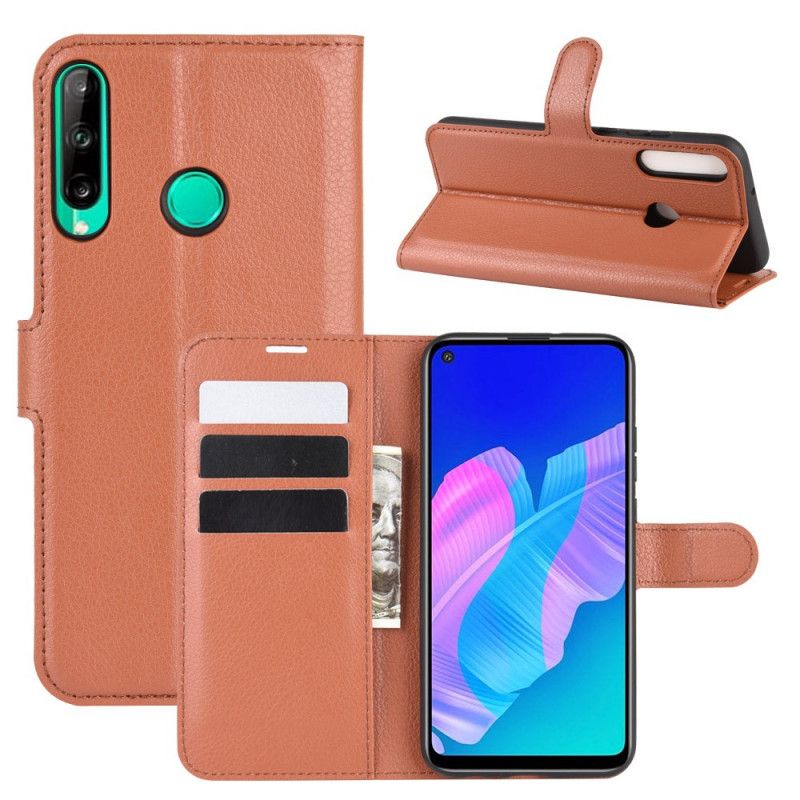 Fodral för Huawei P40 Lite E / Y7p Svart Klassiskt Lächimitationsläder