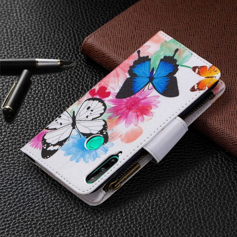 Fodral Huawei P40 Lite E / Y7p Svart Fjärilsficka Med Blixtlås