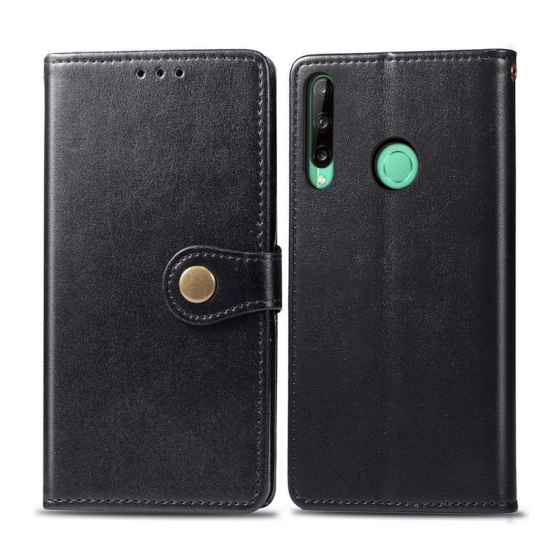 Fodral Huawei P40 Lite E / Y7p Svart Konstläder Och Vintagelås