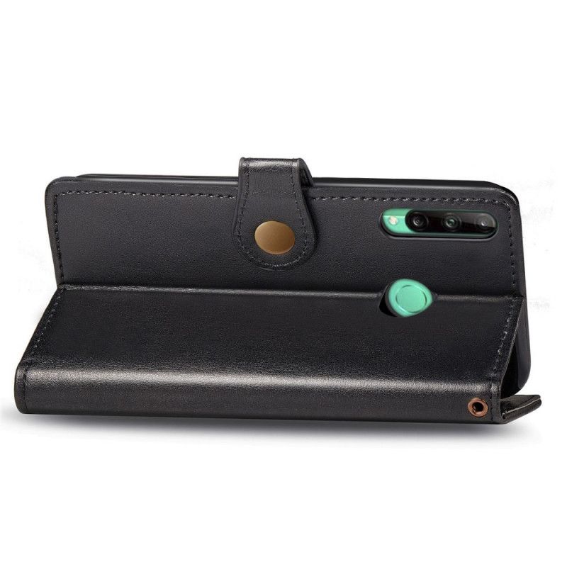 Fodral Huawei P40 Lite E / Y7p Svart Konstläder Och Vintagelås