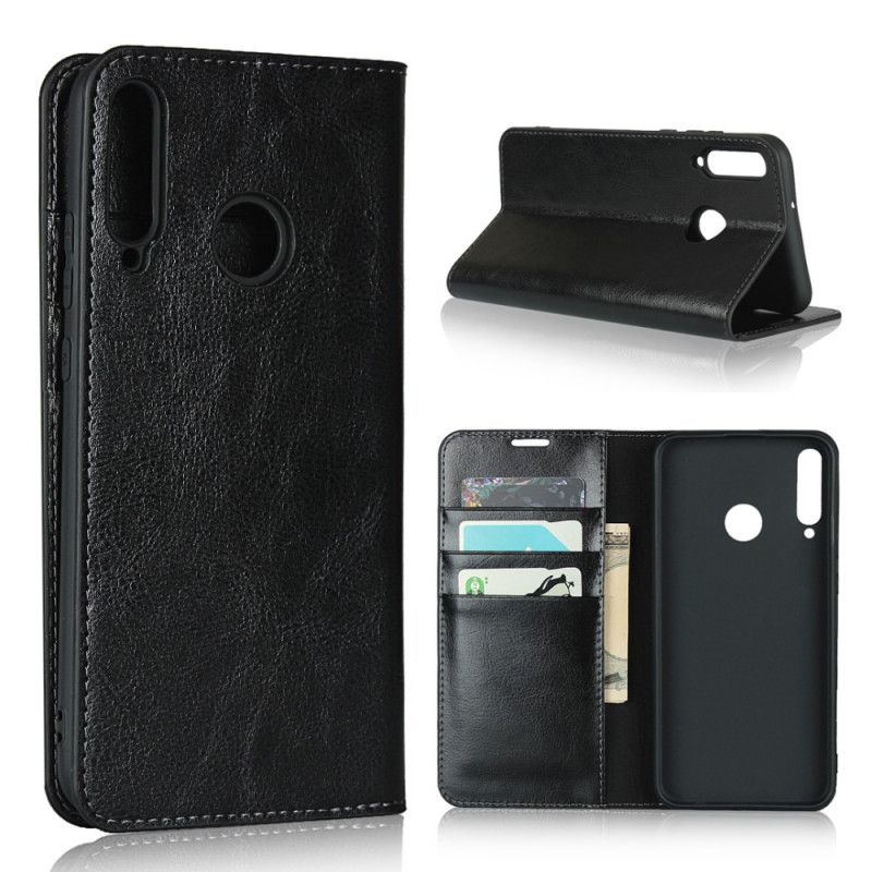 Folio-fodral Huawei P40 Lite E / Y7p Svart Äkta Läder