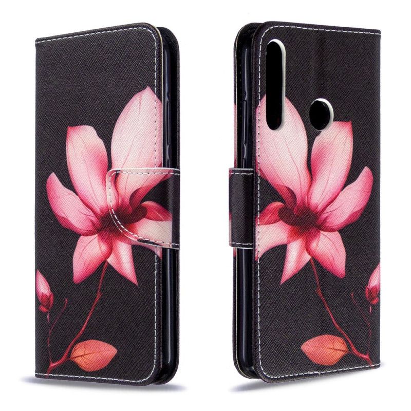 Läderfodral Huawei P40 Lite E / Y7p Mobilskal Rosa Blomma