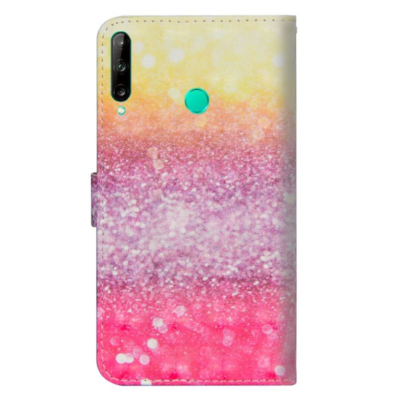 Läderskal Huawei P40 Lite E / Y7p Magenta Glitter