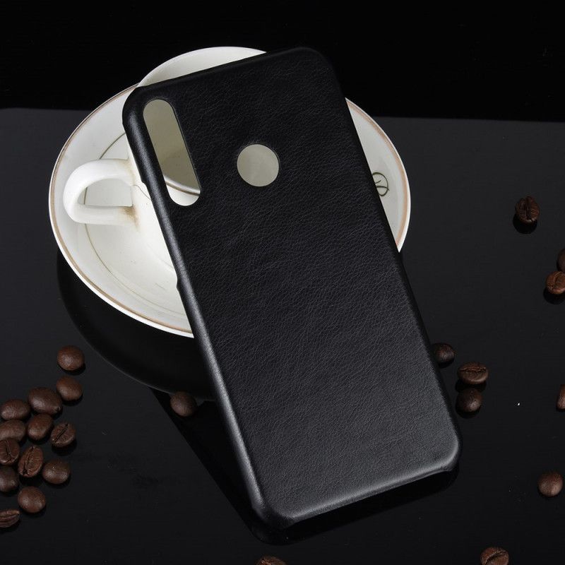 Skal Huawei P40 Lite E / Y7p Svart Prestanda Lychee Läder Effekt