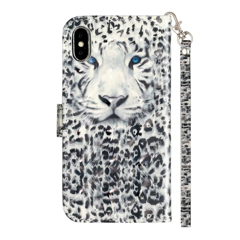 Fodral för iPhone X Svart Tigerlätta Fläckar Med Rem