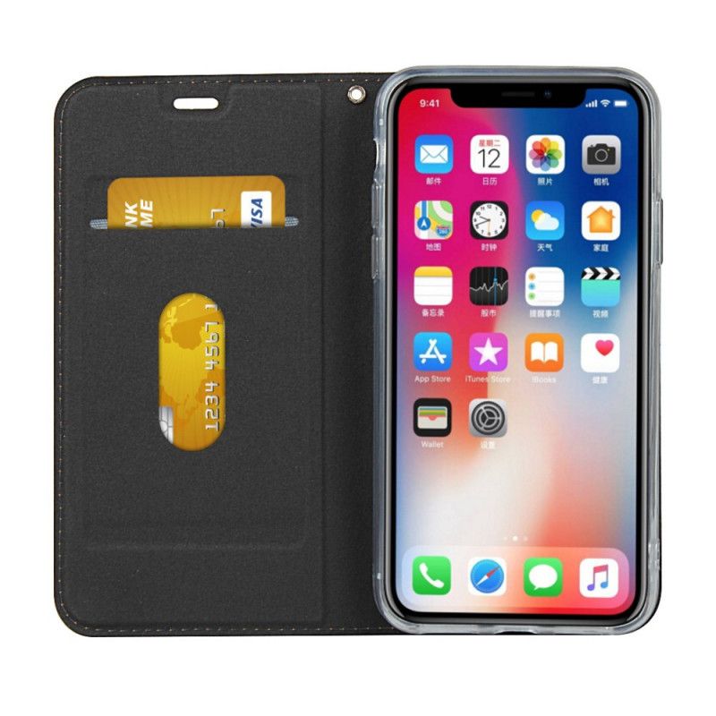 Folio-fodral iPhone X Svart Konstläder Med Rem