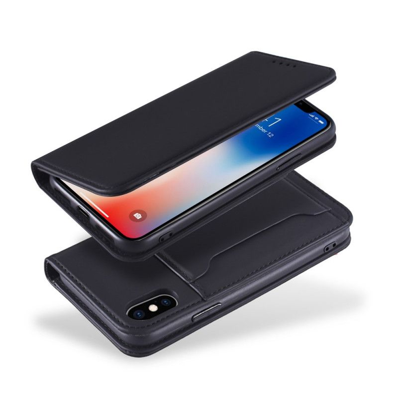 Folio-fodral iPhone X Svart Stödkorthållare