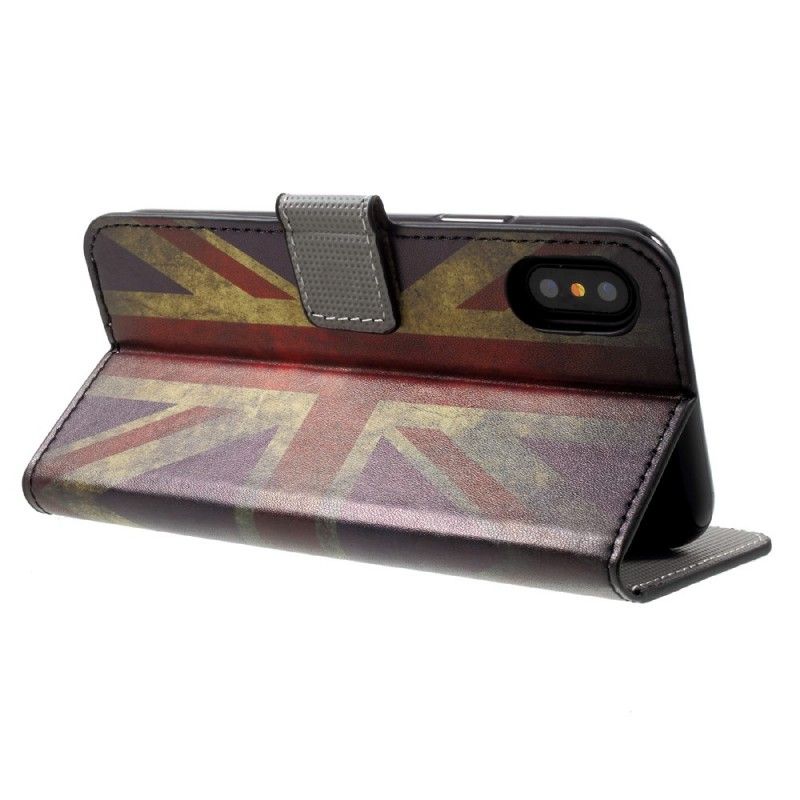 Läderfodral iPhone X Mobilskal Englands Flagga