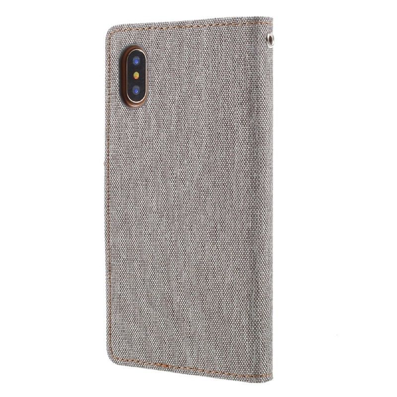 Läderfodral iPhone X Svart Tvåfärgat Tyg
