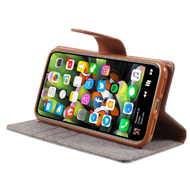 Läderfodral iPhone X Svart Tvåfärgat Tyg